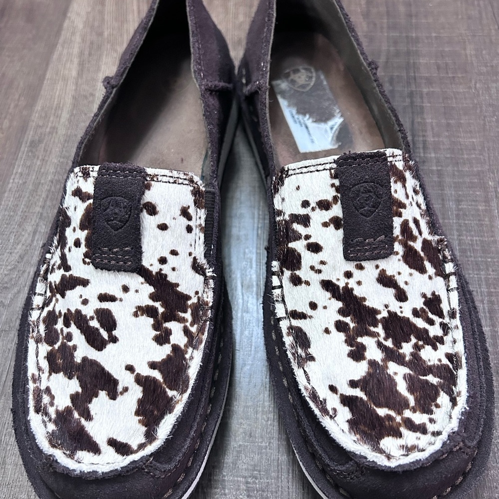 Ariat Women's Cowhide Pattern Loafers - Brown and Cream